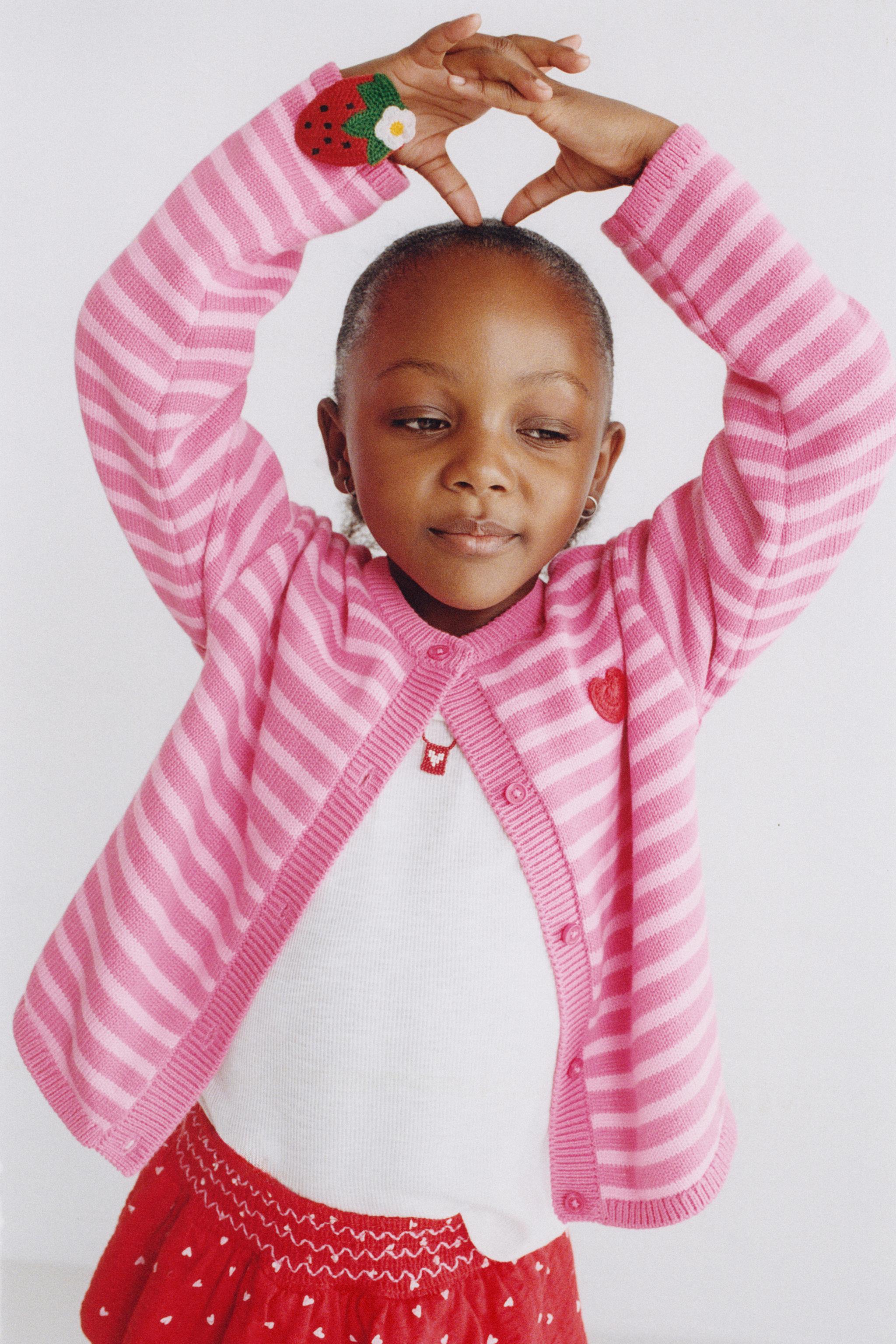 STRIPED HEART CARDIGAN